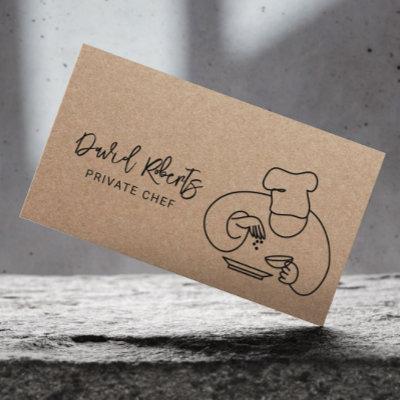 Private Chef Minimalist Line Art Rustic Kraft