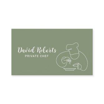 Private Chef Minimalist Line Art Sage Green