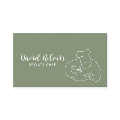 Private Chef Minimalist Line Art Sage Green