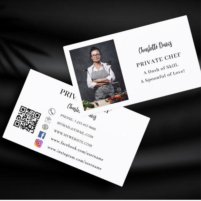 Private chef photo slogan QR code
