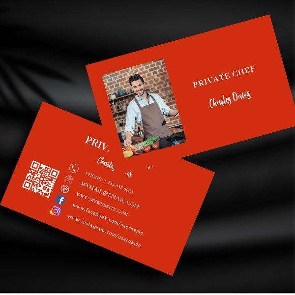 Private chef red photo catering QR code