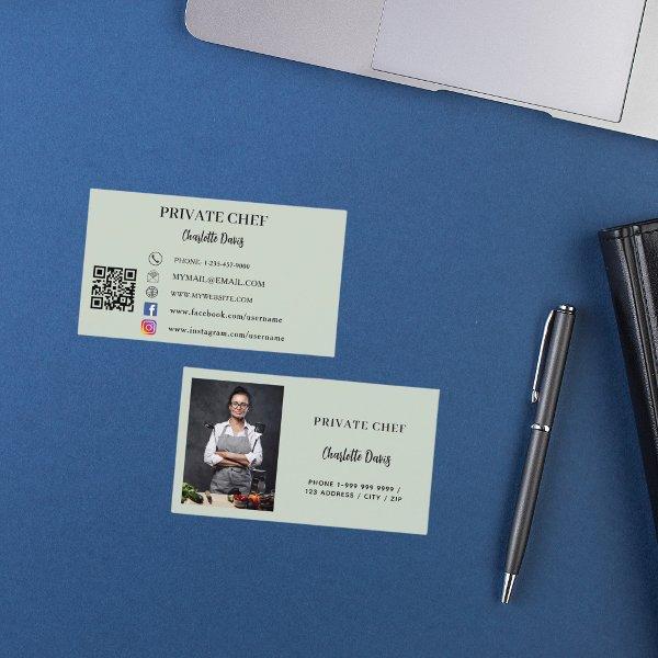 Private chef sage green photo catering QR code