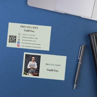 Private chef sage green photo catering QR code