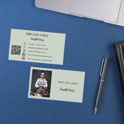 Private chef sage green photo catering QR code