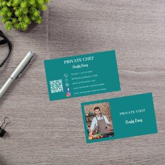 Private chef teal green photo catering QR code