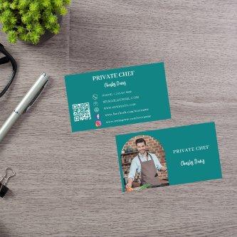 Private chef teal photo arch QR code