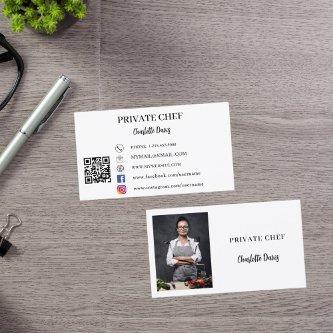 Private chef white black photo catering QR code