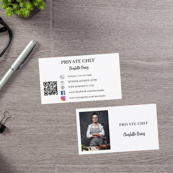 Private chef white black photo catering QR code