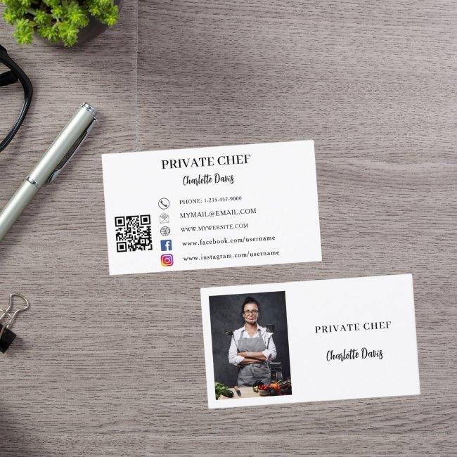 Private chef white black photo catering QR code