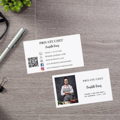 Private chef white black photo catering QR code