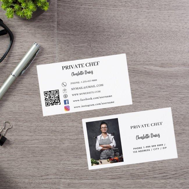 Private chef white black photo catering QR code