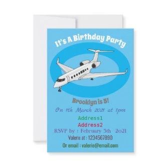 Private jet cartoon illustration invitation