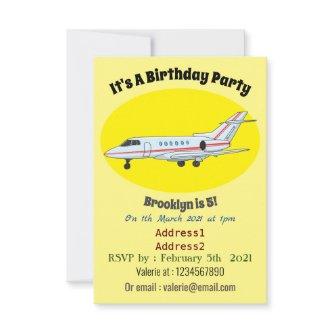 Private jet cartoon illustration invitation