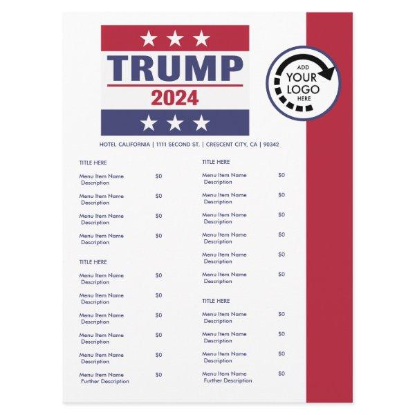 Pro Trump 2024 Logo Restaurant Take Out Menu