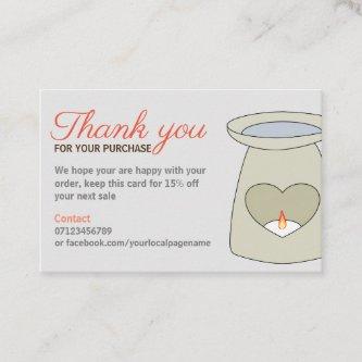 Product insert thank you card /  size