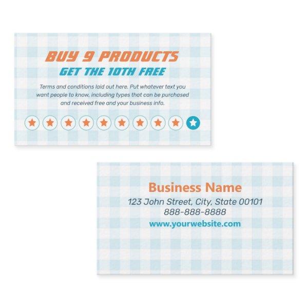Product Loyalty Stamp or Punch Card - Buy 9 Get 1