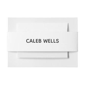Profession Plain Simple White Attractive Invitation Belly Band