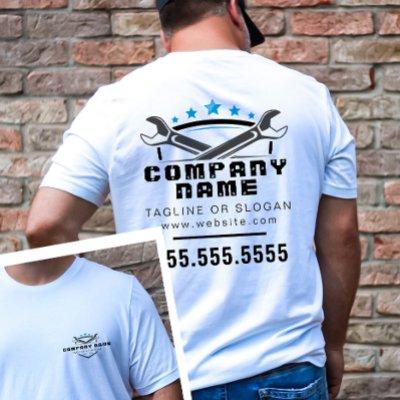 Professional Auto Repair Cool Blue Logo Mechanic T-Shirt