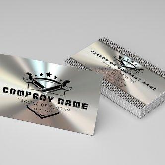 Professional Auto Repair Logo Shiny Metal Mechanic