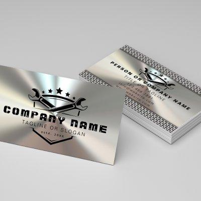 Professional Auto Repair Logo Shiny Metal Mechanic