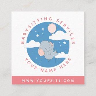 Professional Babysitting Services Cute Elephant    Square