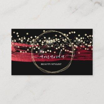 Professional Beauty Makeup Logo Gold Confetti Red
