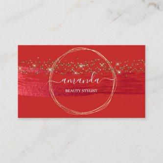 Professional Beauty Makeup Logo Gold Red Confetti