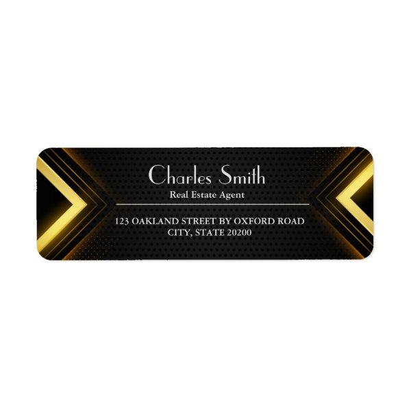 Professional Black and Gold Return Address  Label