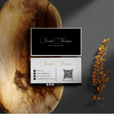 Professional Black and Gold Script QR Code