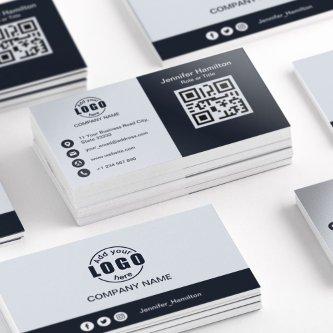 Professional Black and White add your Logo QR Code
