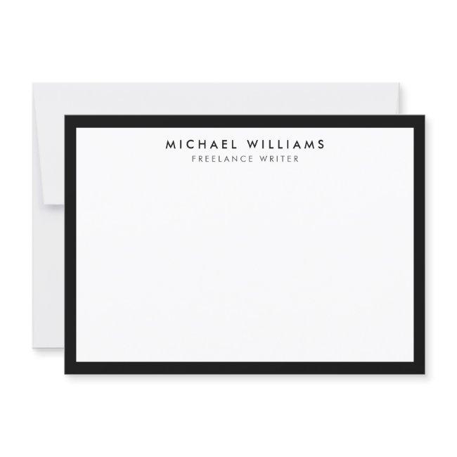 Professional Black and White Flat Note Card