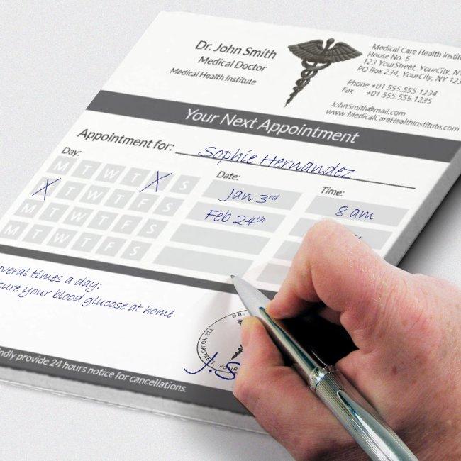 Professional Black Caduceus Medical Appointment Notepad