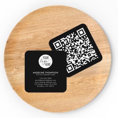 Professional Black Generic Company Logo QR Code Square