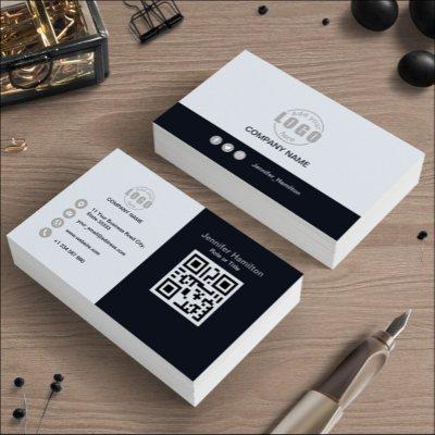 Professional Black Grey add your Logo QR Code