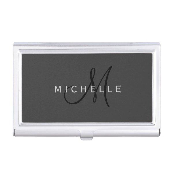 Professional Black Monogram Gray Your Name  Case
