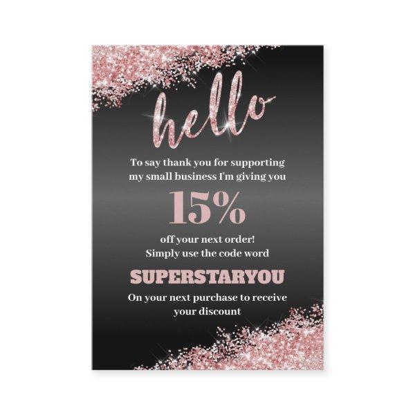 Professional Black Rose Gold Thank You Insert Card