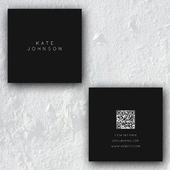 Professional Black Simple Minimalist QR Code Square