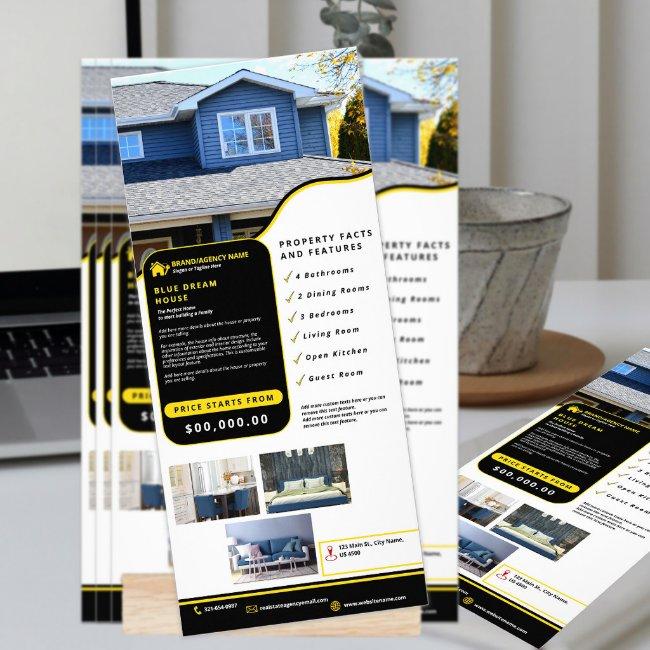Professional Black & Yellow Real State Modern Rack Card