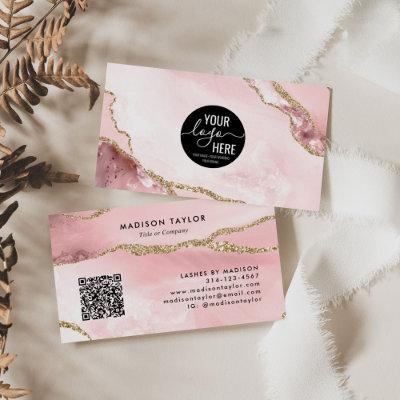 Professional Blush Pink Agate Company Logo QR Code
