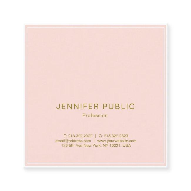 Professional Blush Pink Gold Elegant Luxury Plain Square