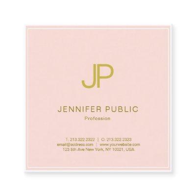 Professional Blush Pink Gold Elegant Monogram Square