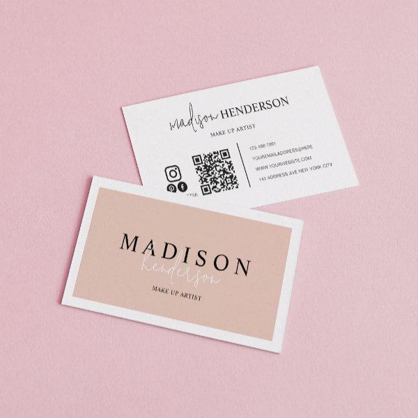 Professional Boho Cream Script Typography QR Code