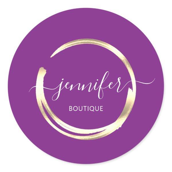 Professional Boutique Shop Berry Gold Circle  Classic Round Sticker