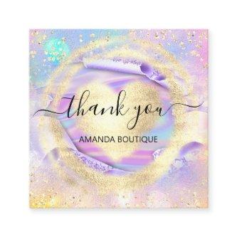 Professional Boutique Shop Golden Heart Holograph  Square