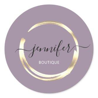 Professional Boutique Shop Violet Gold Circle Classic Round Sticker
