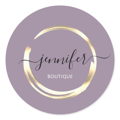 Professional Boutique Shop Violet Gold Circle Classic Round Sticker