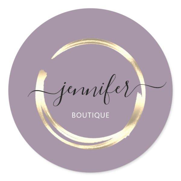 Professional Boutique Shop Violet Gold Circle Classic Round Sticker