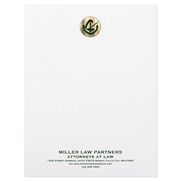 Professional Brushed Gold Logo Green Typography Letterhead