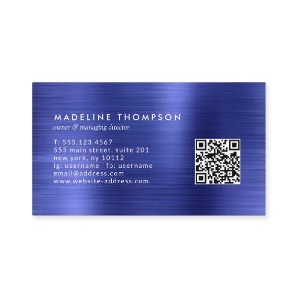 Professional Brushed Metal Royal Blue QR Code