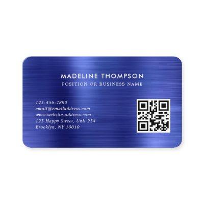 Professional Brushed Metallic Blue Logo QR Code